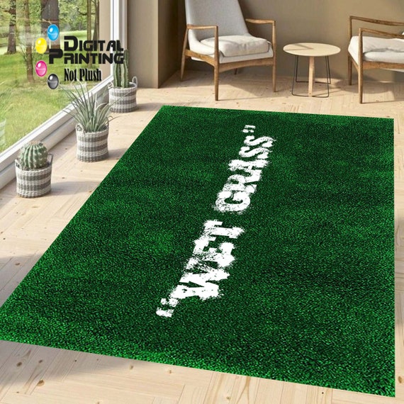 Green WET GRASS Rug Carpet In The Living Room Home Modern Anti