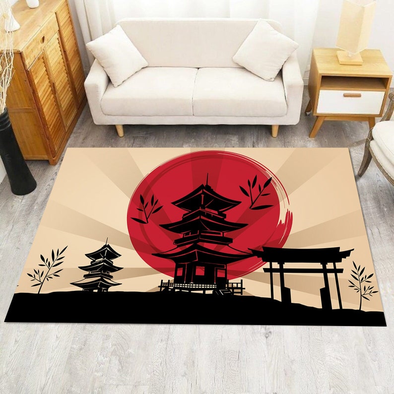 Japanese Rug Japan Themed Rug Pattern Rugpopular Rugthemed Etsy