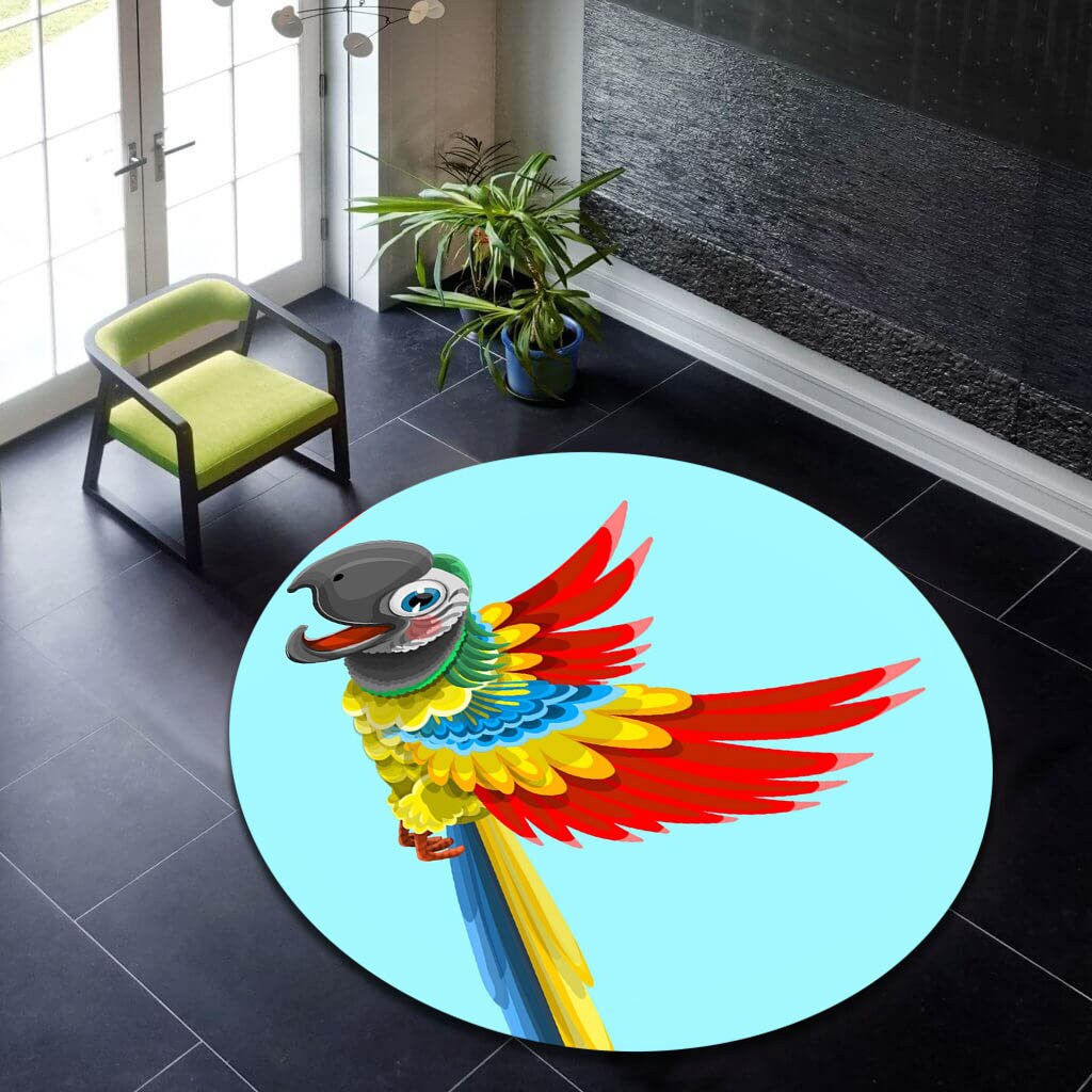 Parrots Garden Tropical Birds Rug Colorful Parrot Rug Round Etsy
