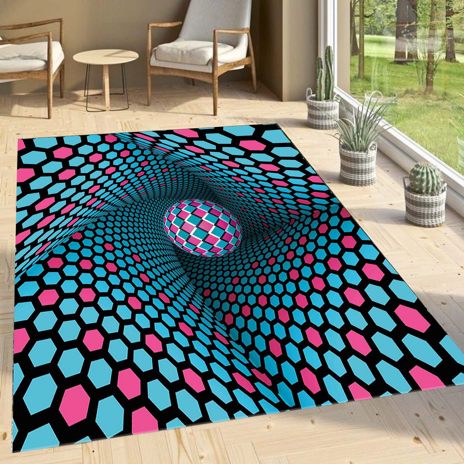 Vortex Rug 3D Vortex Illusion Rectangular Version Vortex Etsy