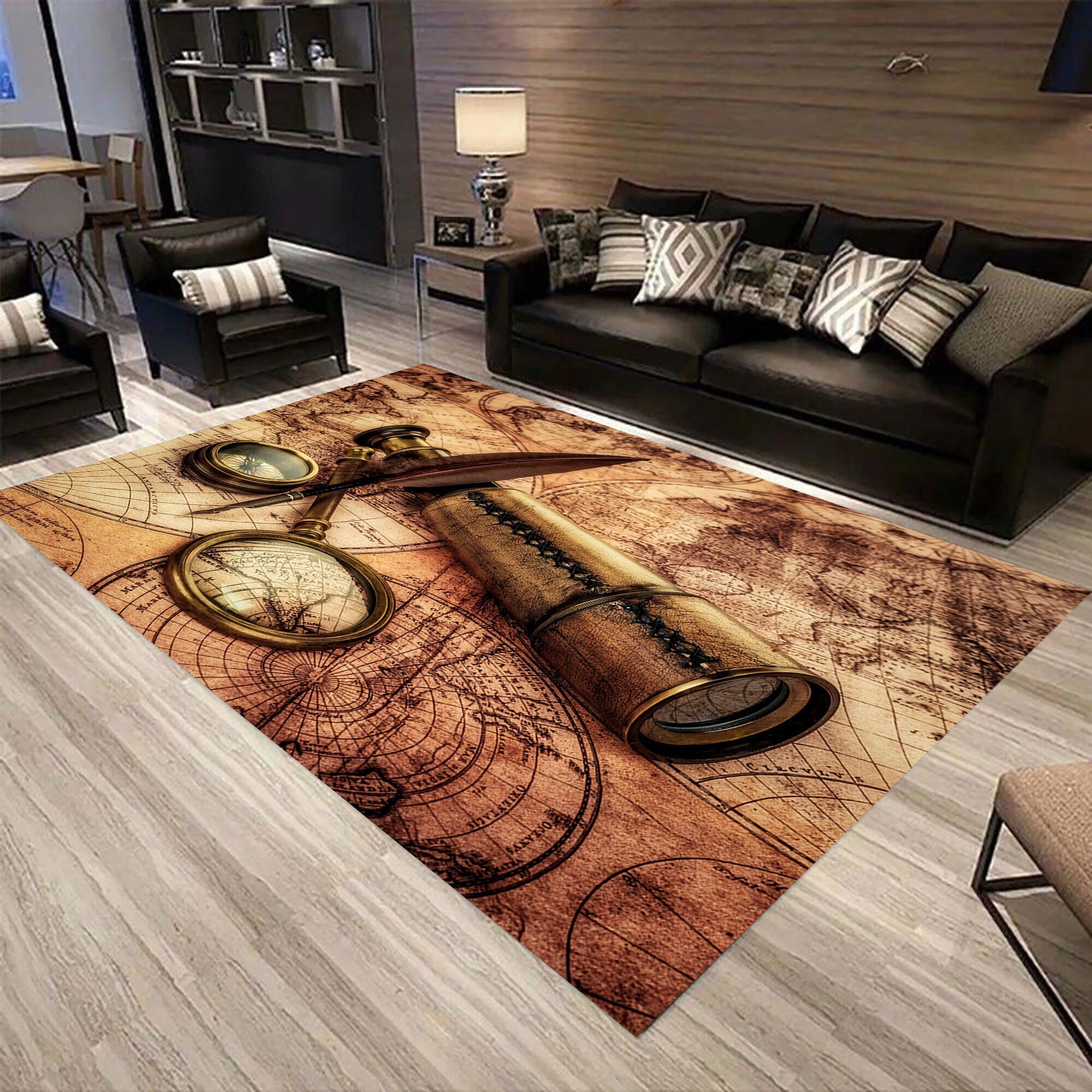 Compass Rug Binocular Rug Modern Rug World Map Area Rug - Etsy UK