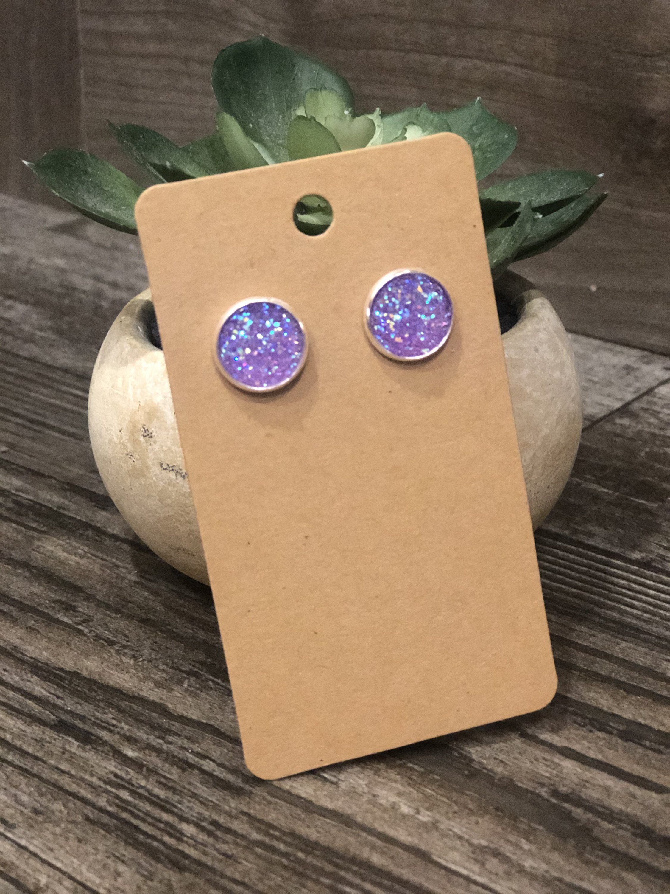 Sparkly light purple stud earrings. Etsy