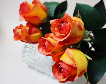 Neon orange artificial flowers Faux millinery flowers Flower girl crown Fake small dollhouse flowers Wholesale Silk roses