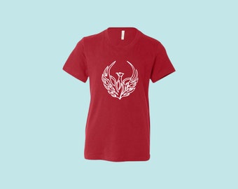 Youth Rising White Phoenix on Red Tshirt
