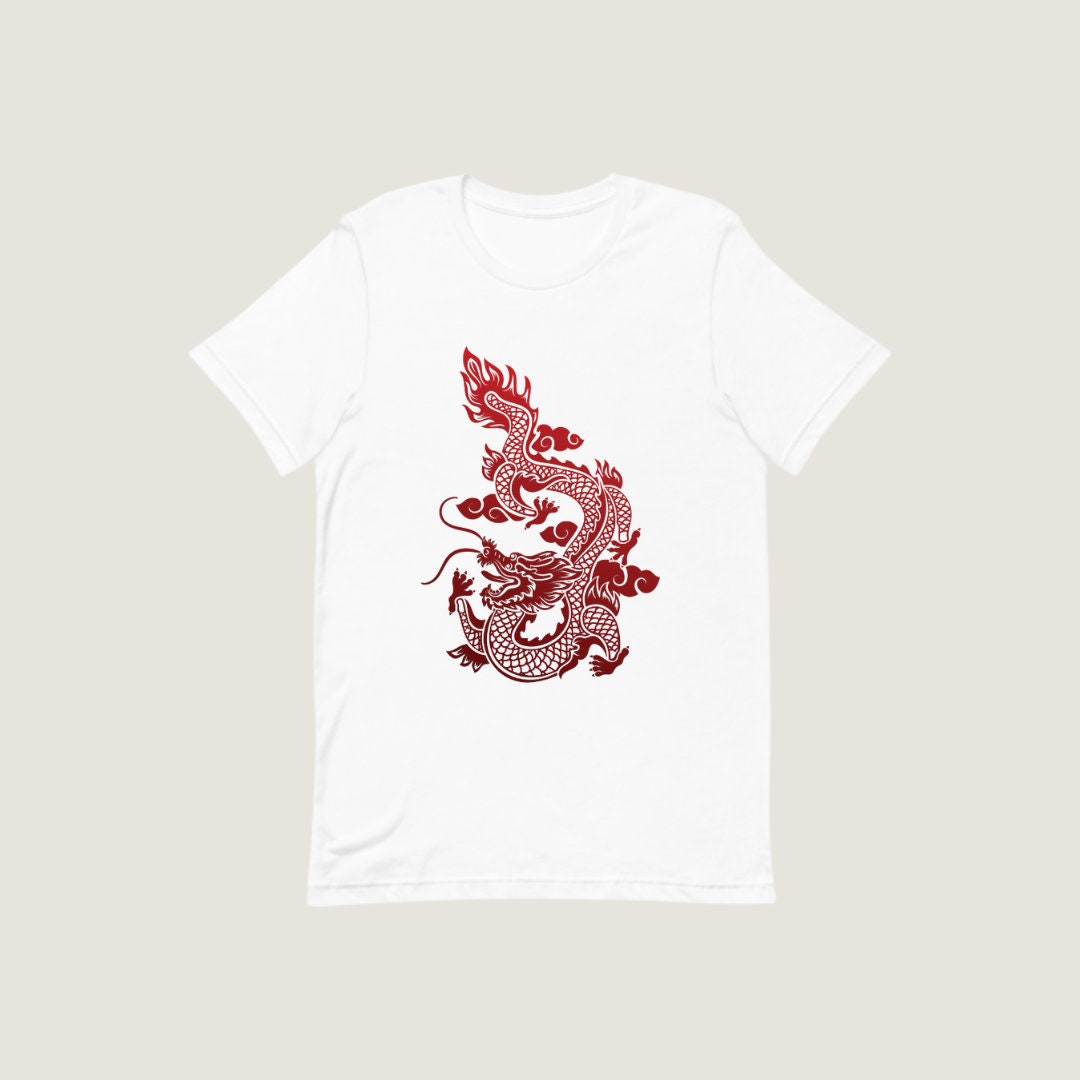 Korrekt Orkan mineral Awesome Red Chinese Dragon Unisex White T-shirt - Etsy