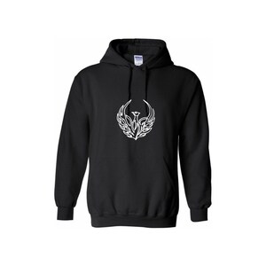 Rising White Phoenix auf schwarzem Unisex Hoodie