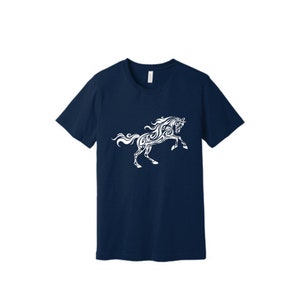 White Horse on Black Unisex Tshirt