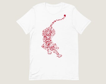 Red Tiger on White Unisex t-shirt