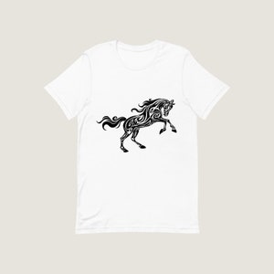 Black Horse on White Unisex Tshirt