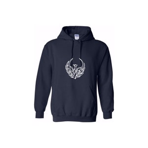 Rising White Phoenix on Navy Unisex Hoodie