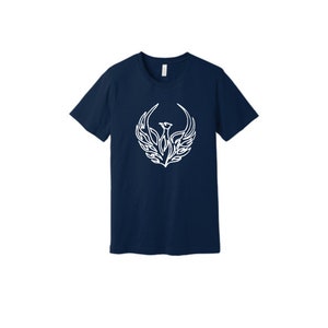 Rising White Phoenix on Navy Unisex Tshirt