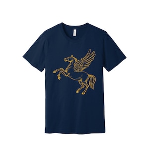 Gold Pegasus on Navy Unisex Tshirt