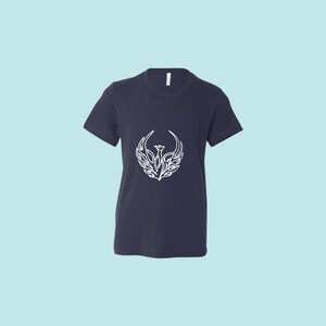 Youth Rising White Phoenix on Navy Tshirt
