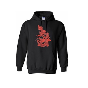 Awesome Red Dragon op Zwarte Unisex Hoodie
