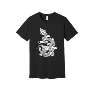 Awesome White Dragon on Black Cotton Unisex t-shirt