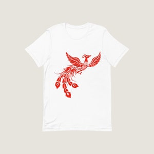 Flying Red Phoenix on White Unisex t-shirt