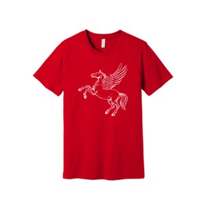White Pegasus on Red Unisex Tshirt