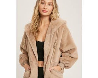 fuzzy jacket with hood