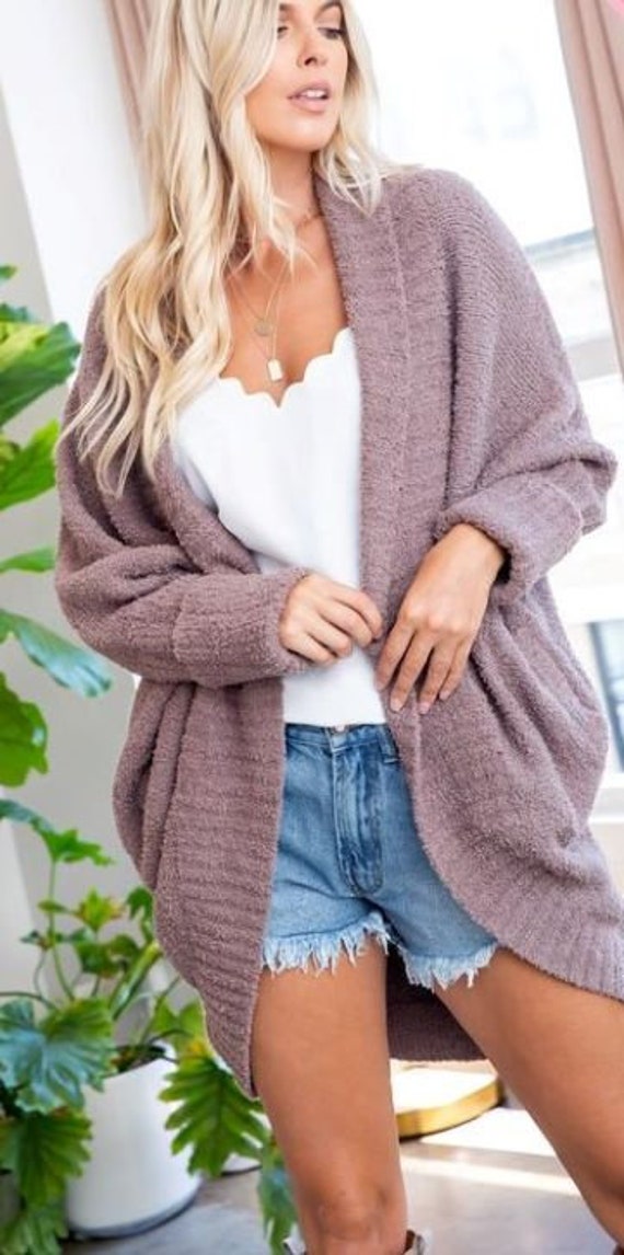Dreaming at Dusk Fluffy Knit Cardigan ~ Mocha