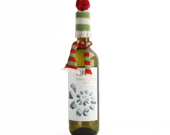 Holiday Wine Bottle Topper ~ Hat & Scarf