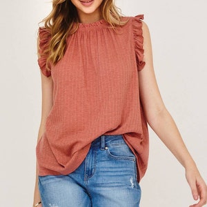 Chic Vibes Sleeveless Ruffle Blouse ~ 2 color options
