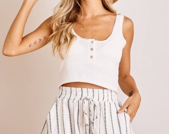 Classic Style Stripe Shorts ~ Ivory