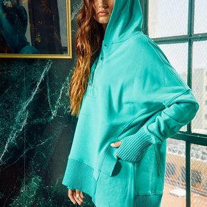 Washed French Terry Hoodie ~ Turquoise