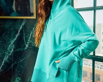 Washed French Terry Hoodie ~ Turquoise