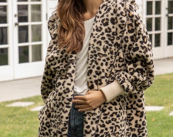 Set the Mood Leopard Print Hooded Jacket - Etsy Israel