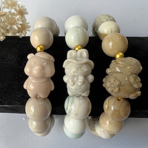 Alashan Agate Beaded Charm Bracelet
