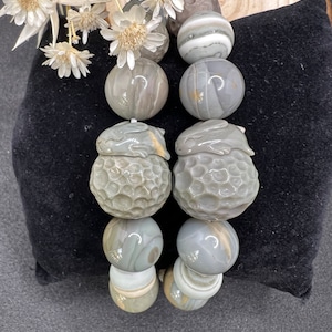 Alashan Agate Beaded Charm Bracelet