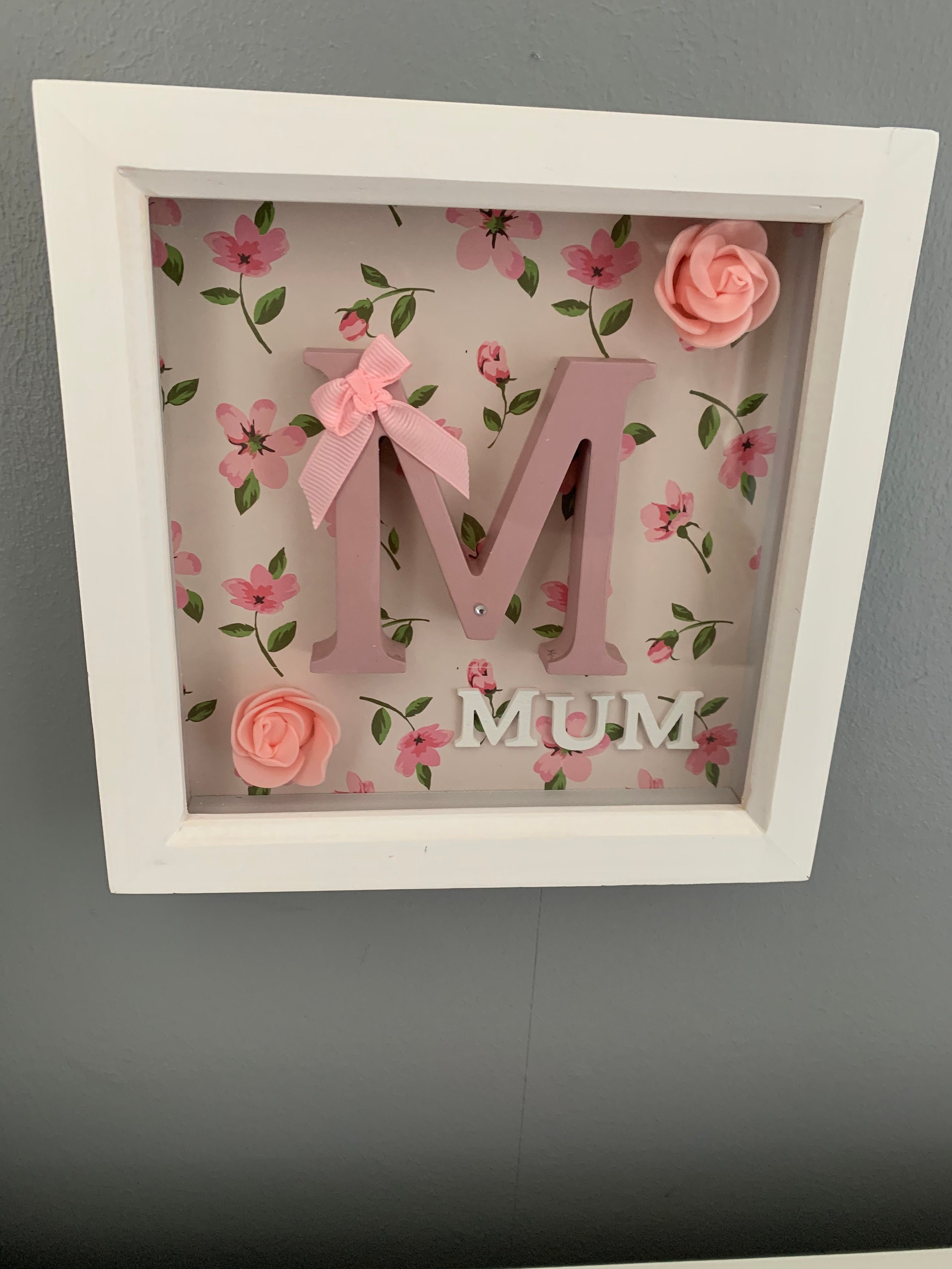 Mum framed Picture frame Letter M floral decoration scrabble Etsy