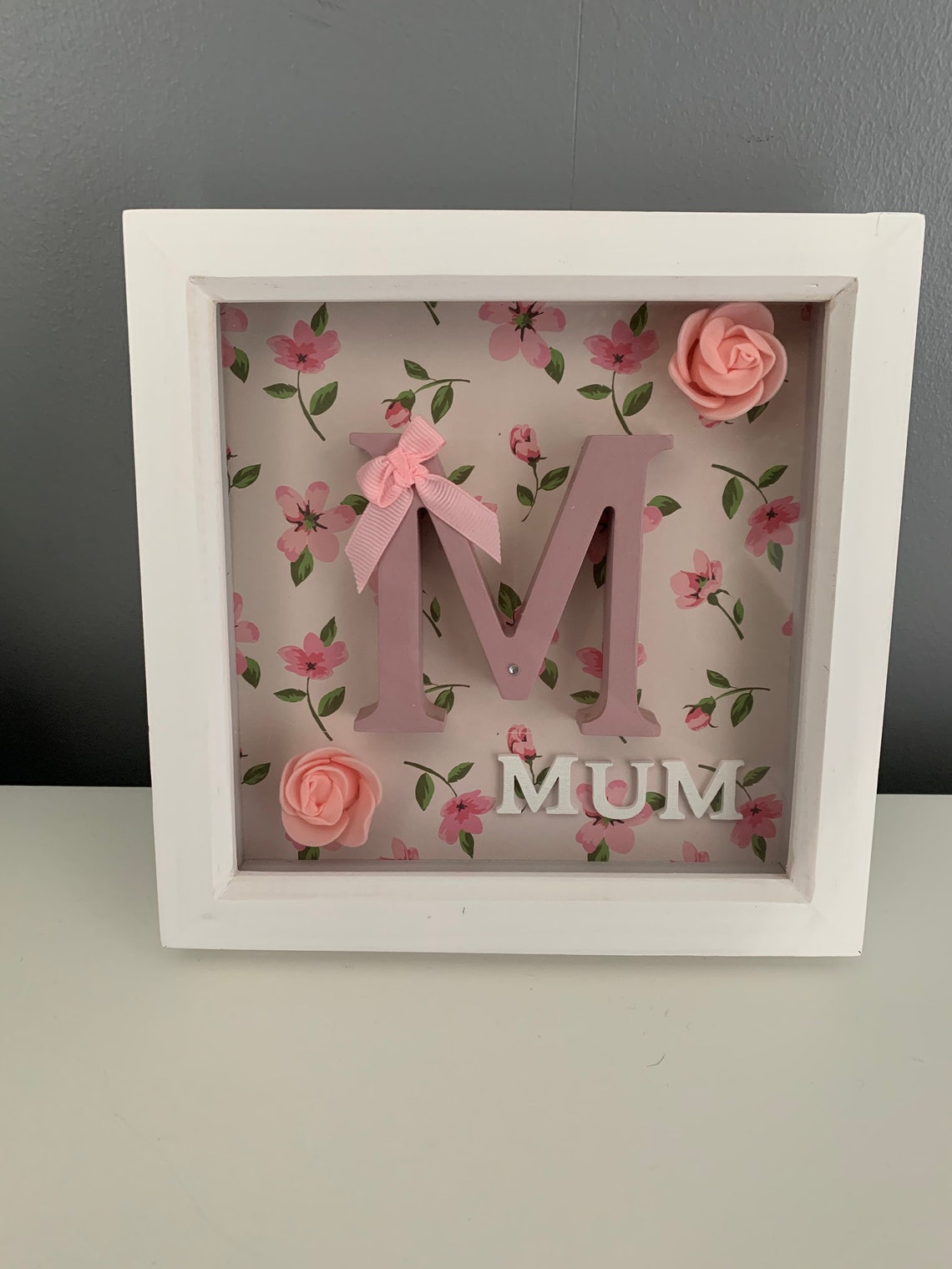Mum framed Picture frame Letter M floral decoration scrabble Etsy