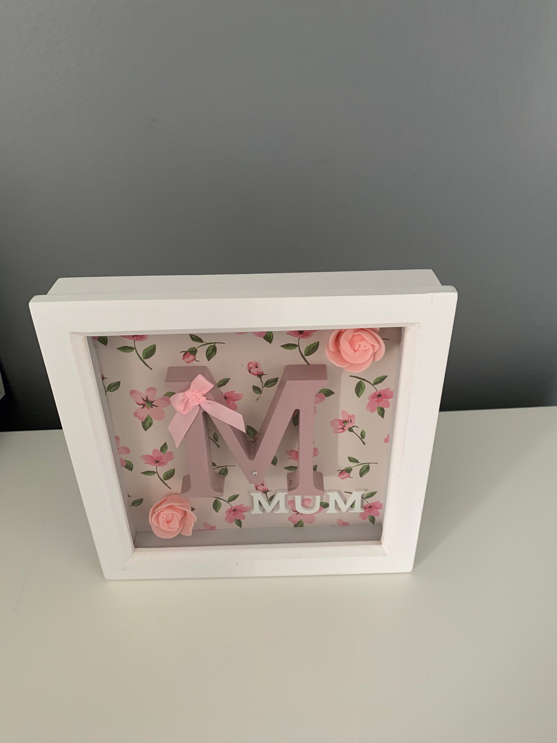 Mum framed Picture frame Letter M floral decoration scrabble Etsy