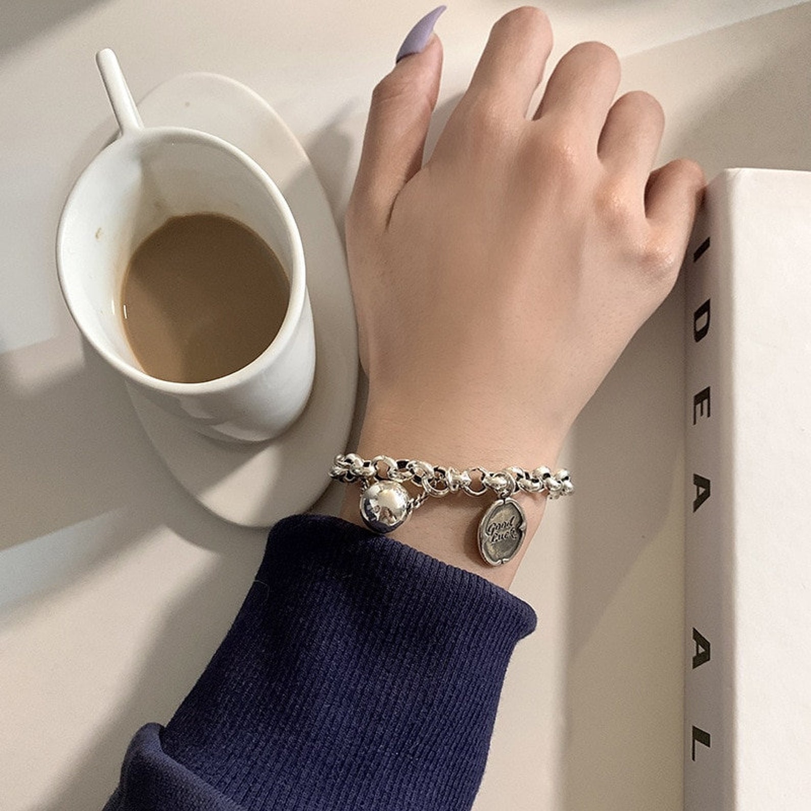 925 Sterling Silver Good Luck Charm Bracelet Etsy