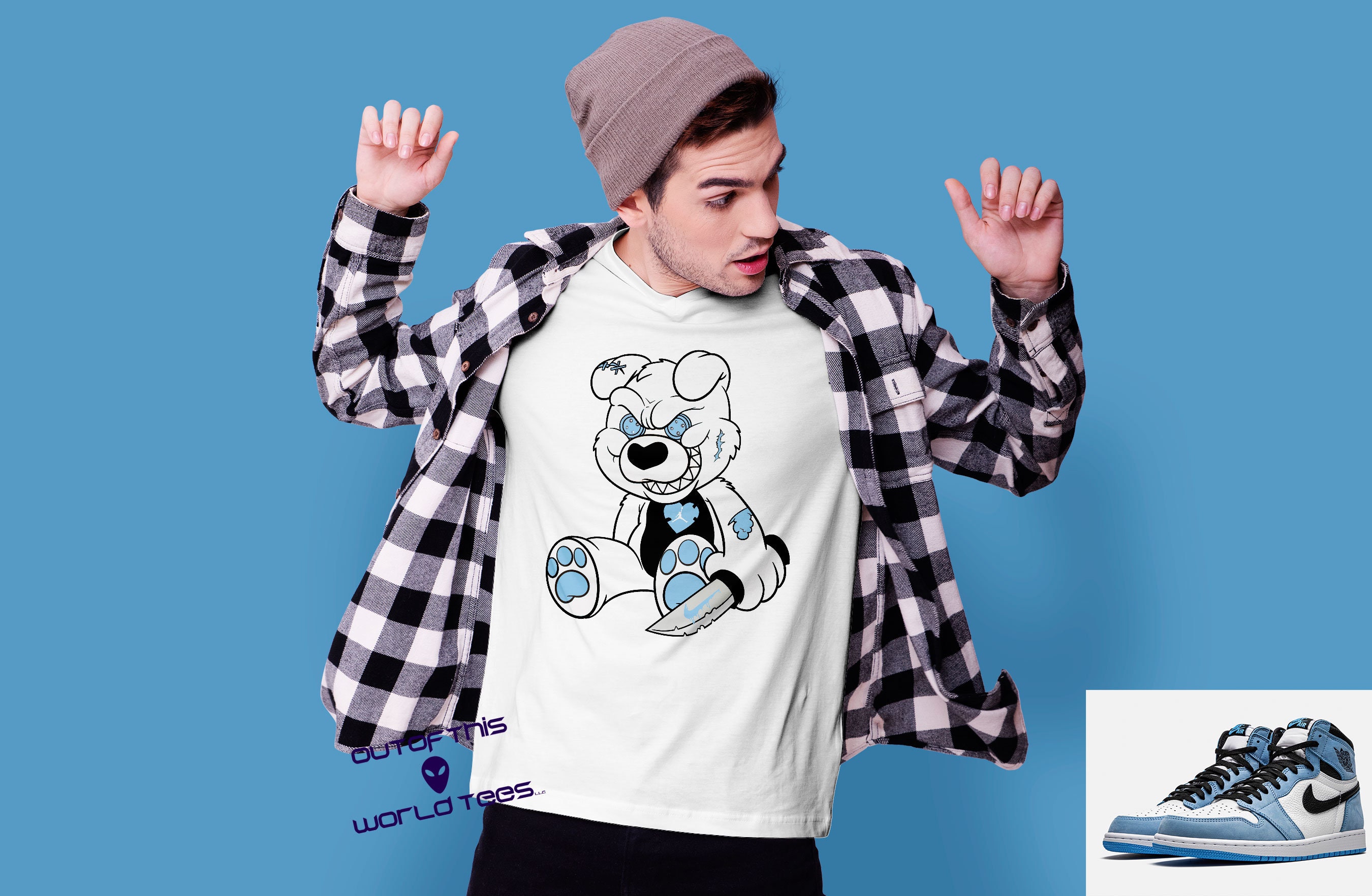 Air Jordan 1 Retro High University Blue Swoosh Tshirt/ Jordan - Etsy