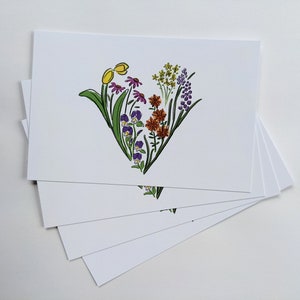 Carte postale florale de coeur