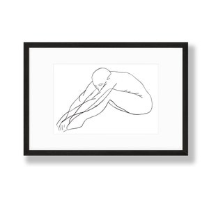 Giclée Fine Art Print, Unframed, ‘Rest’, Linear Figure Drawing, Original Artwork Digitized for Reproduction