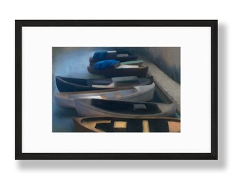 Giclée Fine Art Print, Unframed, Impressionistic, Boats at the Dock