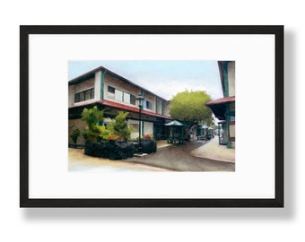 Giclée Fine Art Print, Unframed, Impressionistic Picture of a Shopping Mall in Kauai