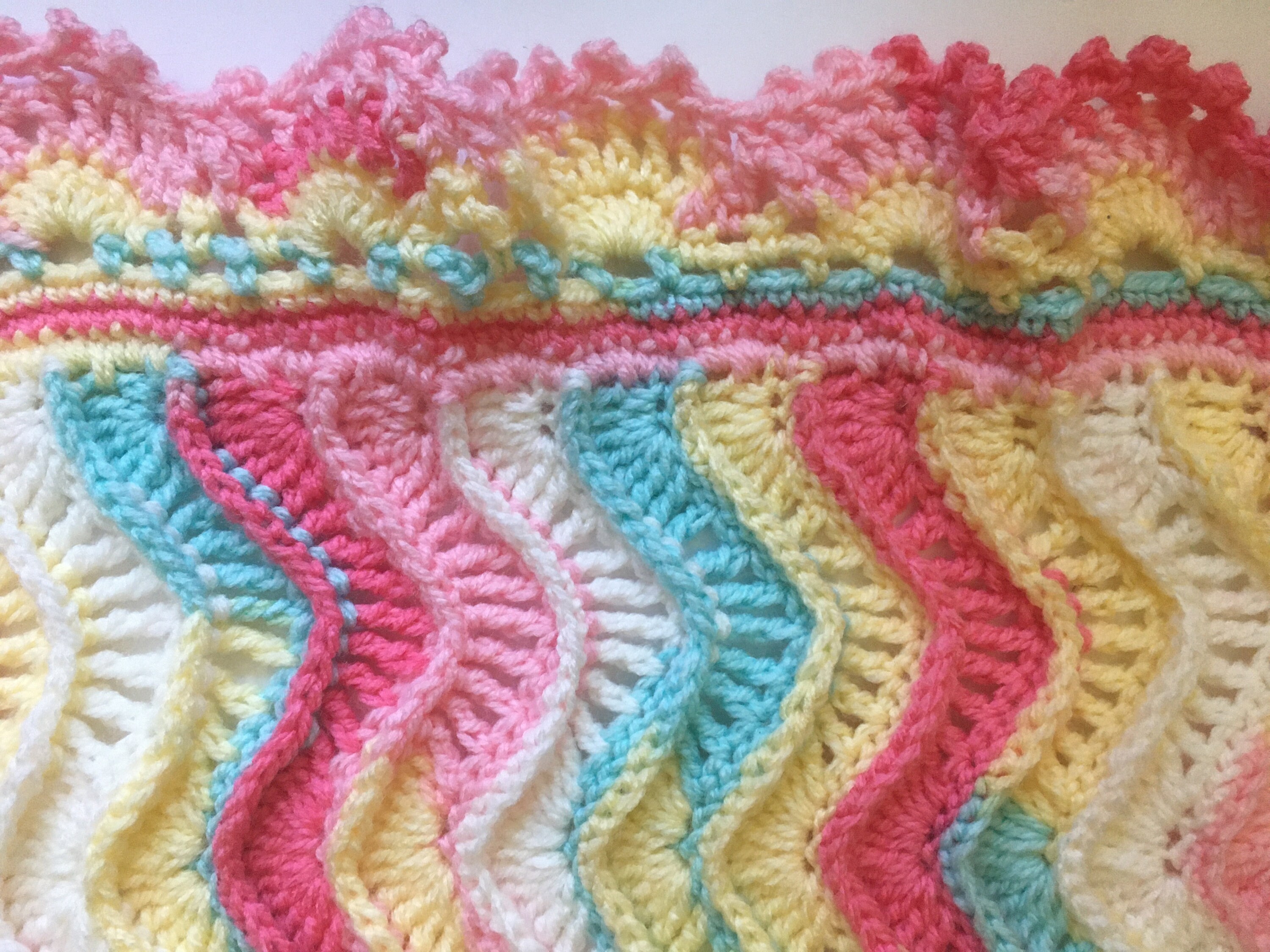Rainbow Pastel Crocheted Fan Stitch Baby Blanket Etsy