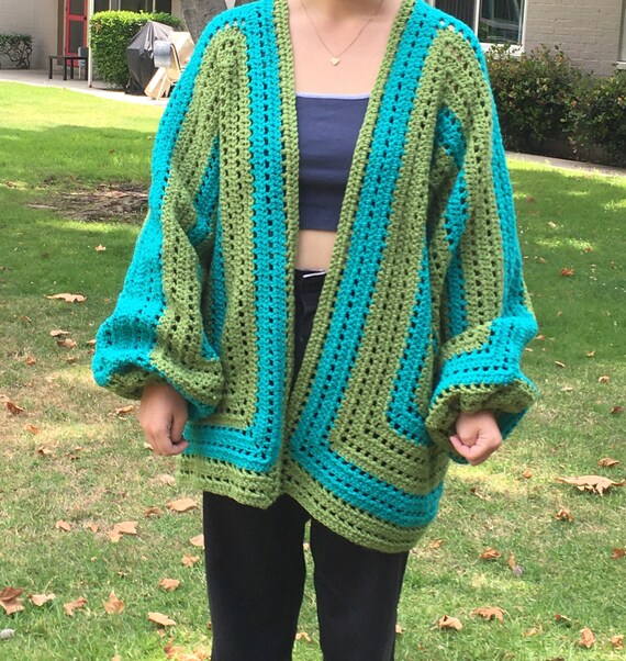 Slouchy Crocheted Giant Granny Square Cardigan Etsy UK