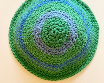 Blues and green kippah