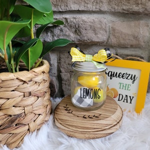 Lemon Mini Mason Jar/Lemon Table Décor/Lemon Tiered Tray Décor/Summer Tiered Tray/Citrus Décor