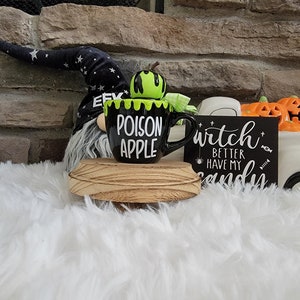 Mini Poison Apple Mug/Farmhouse Decor/Perfect for Tier Trays/Halloween Decor/Rotten Apple