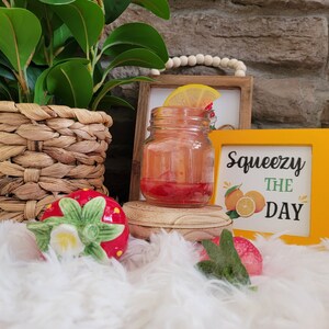 Strawberry Lemonade Faux Drink/Summer Drink/Strawberry Tiered Tray/Fruit Smoothies Drinks/Tier Tray Décor/Lemonade Décor