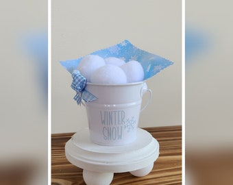 Mini Snow Bucket/Farmhouse Decor/Perfect for Tier Trays/Winter Decor/Christmas