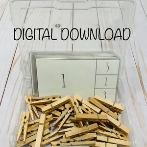 Schede con numeri e clip - DOWNLOAD DIGITALE - abbinamento - scuola materna - Montessori - contenitore dei compiti - contenitore degli oggetti occupati - contenitore dei compiti - schede dei compiti - contenitori IEP - scuola materna - scuola materna