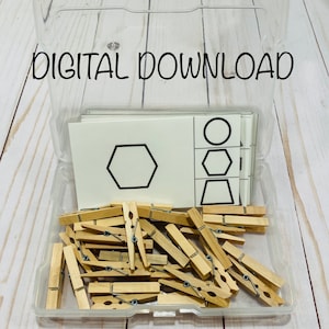 Schede con clip di forme - DOWNLOAD DIGITALE - abbinamento - scuola materna - Montessori - contenitore dei compiti - contenitore degli oggetti occupati - contenitore delle attività - schede delle attività - contenitori IEP - scuola materna - scuola materna