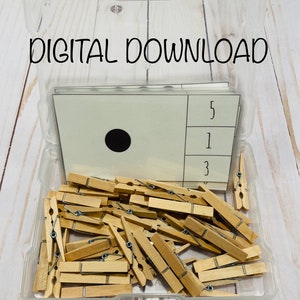 Schede con clip per il conteggio dei numeri in quantità - DOWNLOAD DIGITALE - abbinamento - scuola materna - Montessori - cestino dei lavori - cestino degli oggetti occupati - cestino delle attività - schede delle attività - scuola materna - Kindergarten